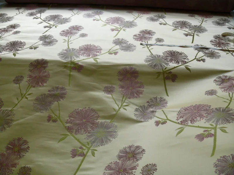 Stunner! 100% Silk Lampas Satin Mod Branch Tree" Cinder Rose" Pink Blue Lavender