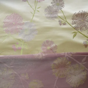 Stunner! 100% Silk Lampas Satin Mod Branch Tree" Cinder Rose" Pink Blue Lavender