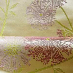 Stunner! 100% Silk Lampas Satin Mod Branch Tree" Cinder Rose" Pink Blue Lavender