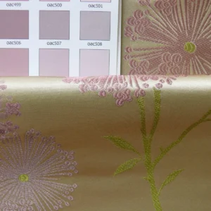 Stunner! 100% Silk Lampas Satin Mod Branch Tree" Cinder Rose" Pink Blue Lavender