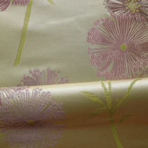 Stunner! 100% Silk Lampas Satin Mod Branch Tree" Cinder Rose" Pink Blue Lavender