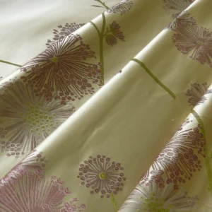 Stunner! 100% Silk Lampas Satin Mod Branch Tree" Cinder Rose" Pink Blue Lavender