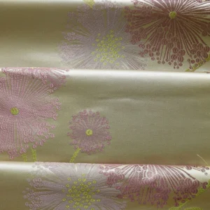 Stunner! 100% Silk Lampas Satin Mod Branch Tree" Cinder Rose" Pink Blue Lavender