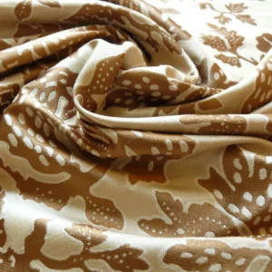 bty 100% Silk Lampas Papercut Tree Of Life Pom "Nugget" Light Gold