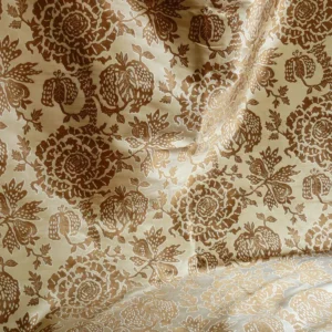 bty 100% Silk Lampas Papercut Tree Of Life Pom "Nugget" Light Gold