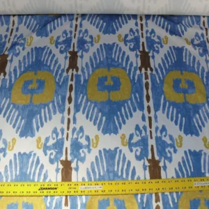 Scalamandre Oasis Outdoor Print Ivory, Blue, Yellow Large Ikat Suzani MSRP USD 198/Y
