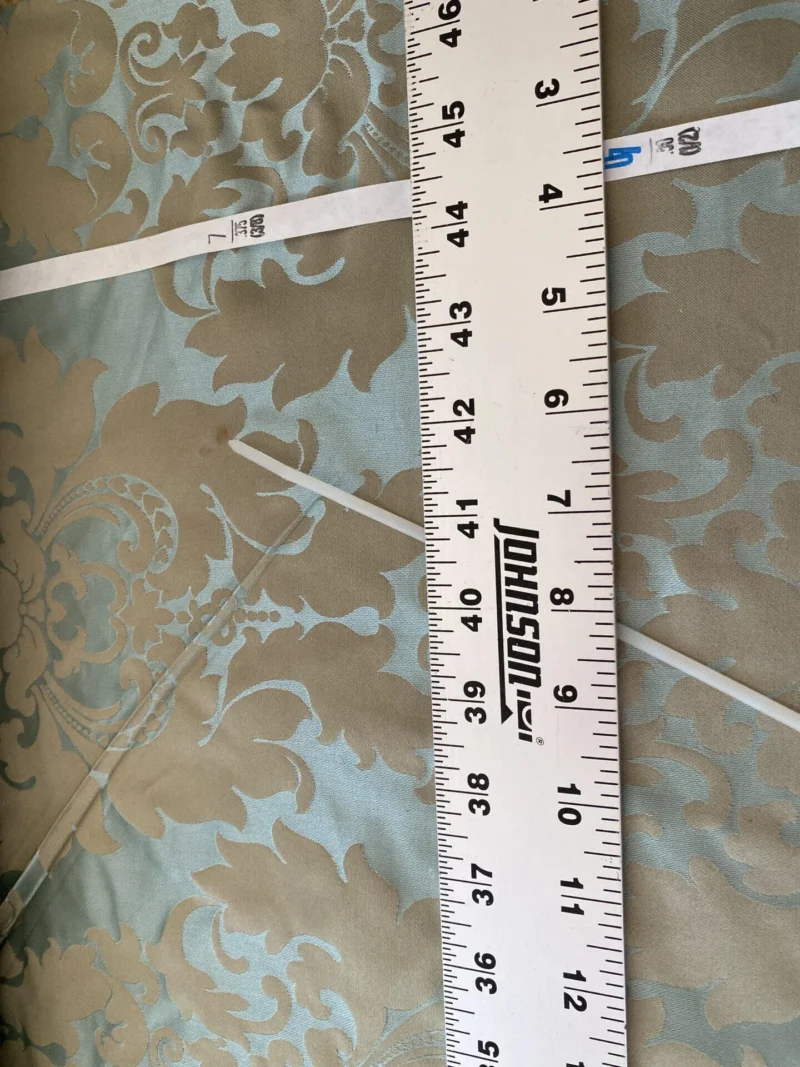 100% Silk Damask Aqua Blue Celadon & Taupe Renaissance Dye Stained