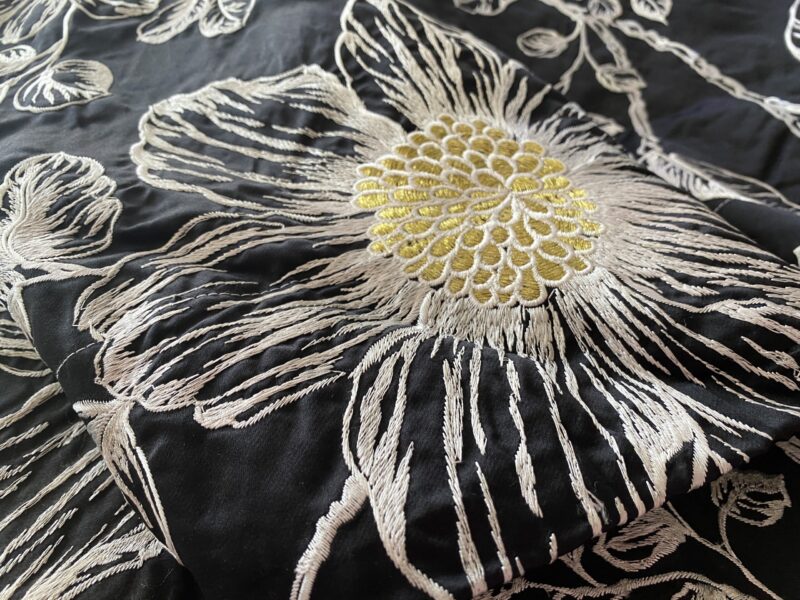 IMG_0507 BerkBox44-2 Scalamandre Floral Duchess Silk Black -2.4 Yards By 60 Inches Wide