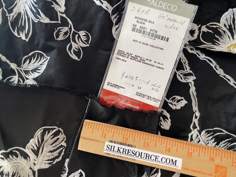 IMG_0508 BerkBox44-2 Scalamandre Floral Duchess Silk Black -2.4 Yards By 60 Inches Wide
