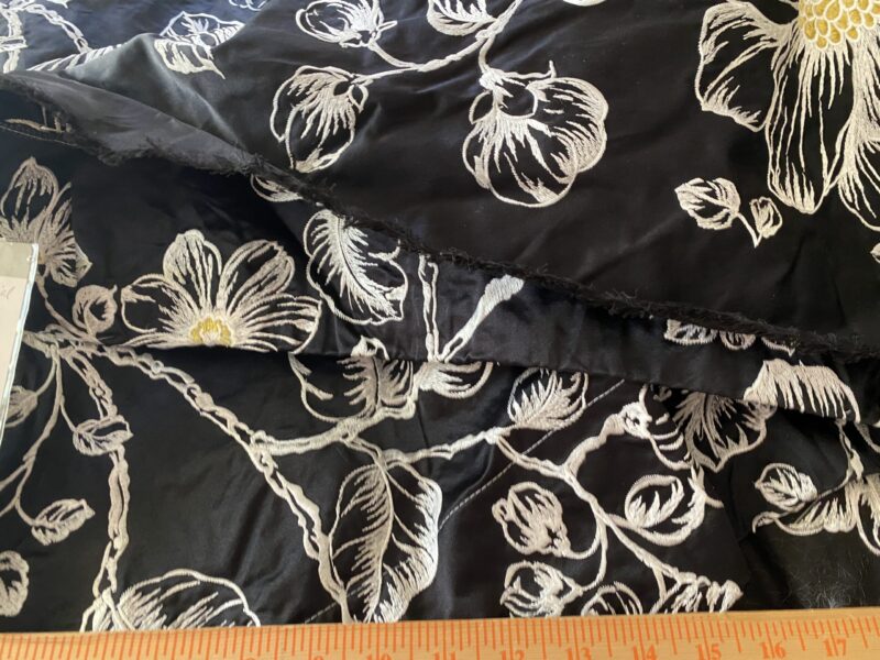 IMG_0509 BerkBox44-2 Scalamandre Floral Duchess Silk Black -2.4 Yards By 60 Inches Wide
