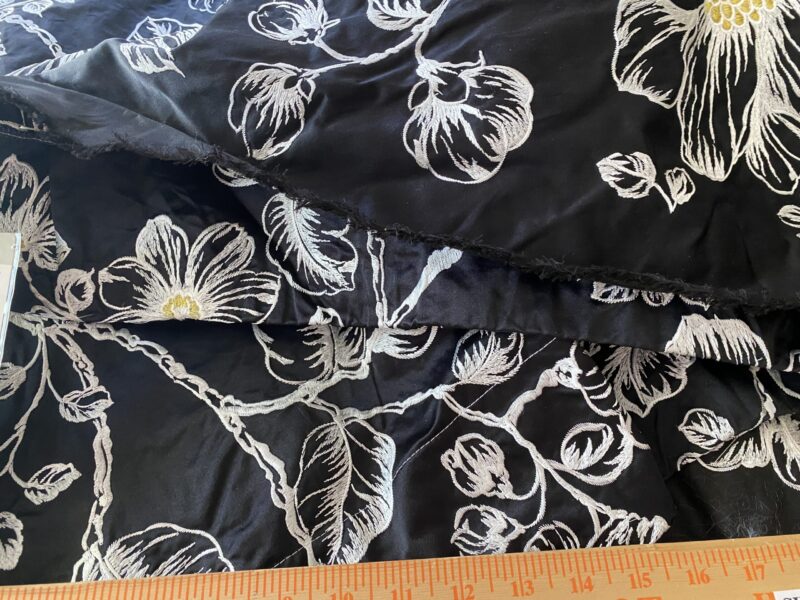 IMG_0510 BerkBox44-2 Scalamandre Floral Duchess Silk Black -2.4 Yards By 60 Inches Wide