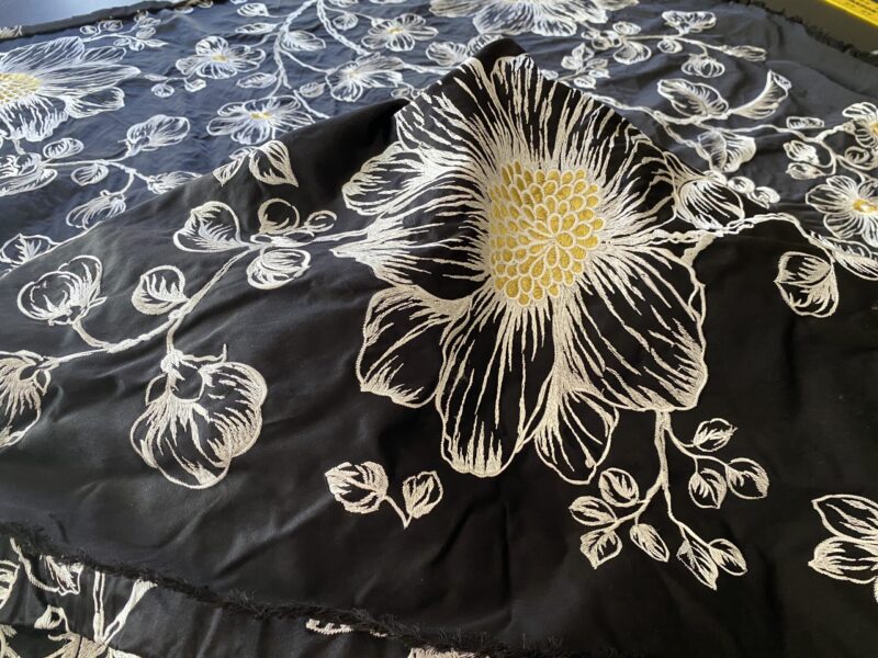 IMG_0511 BerkBox44-2 Scalamandre Floral Duchess Silk Black -2.4 Yards By 60 Inches Wide