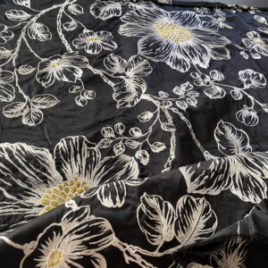 IMG_0512 BerkBox44-2 Scalamandre Floral Duchess Silk Black -2.4 Yards By 60 Inches Wide
