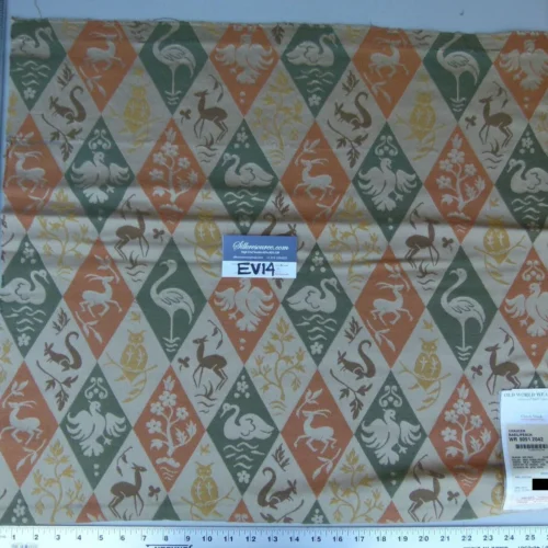 P1080307 2 Ev14 Scalamandre Sample Square Chaucer Basil Peach