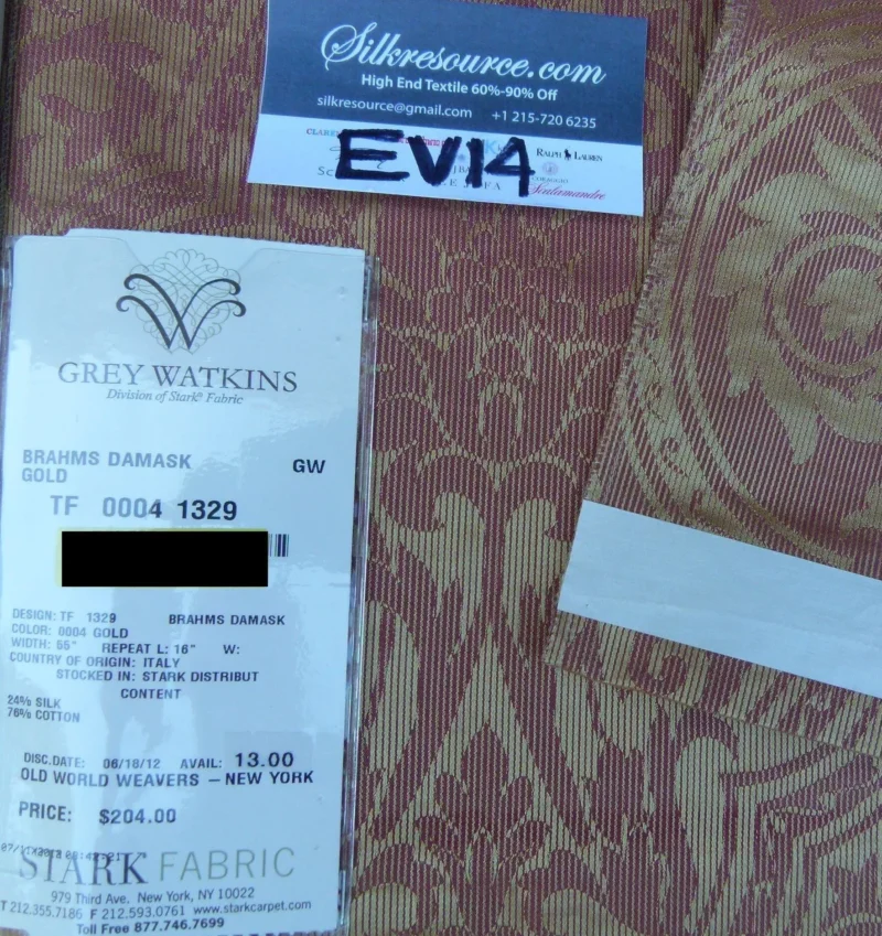 P1080424 15 Ev14 Scalamandre Sample Square Brahms Damask Gold