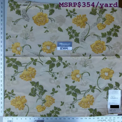 37 Ev14 Scalamandre Sample Square Broche Lampas Creme Floral