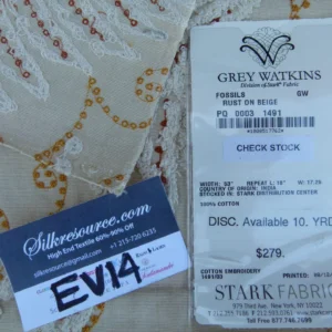 P1080528 42 Ev14 Scalamandre Sample Square Fossils Rust On Beige