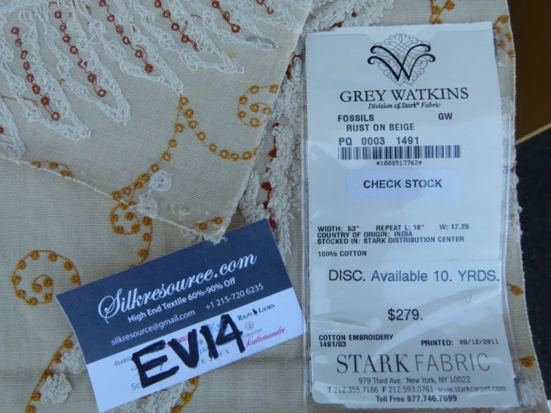 P1080528 42 Ev14 Scalamandre Sample Square Fossils Rust On Beige