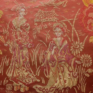 P1110205V 100%silk Lampas Madame Butterfly "kimono" Red Golden Crimson