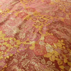 P1110208 100%silk Lampas Madame Butterfly "kimono" Red Golden Crimson