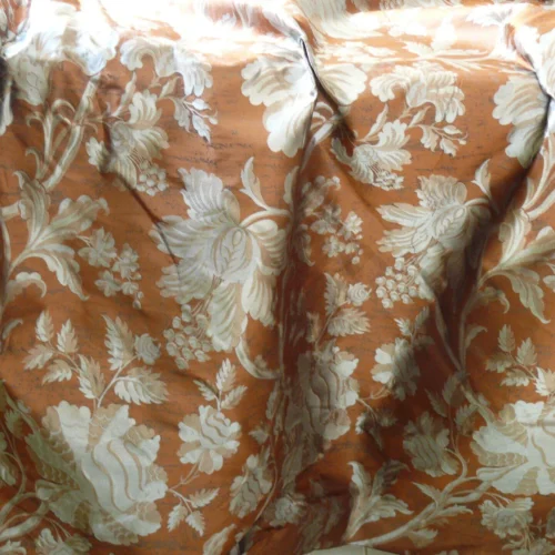 P1120027 By Yd 100%silk Lampas Mythical Huge Tree Of Life Chestnut Brown Gold Silver MSRP USD 200+/Y 507 Chestnut