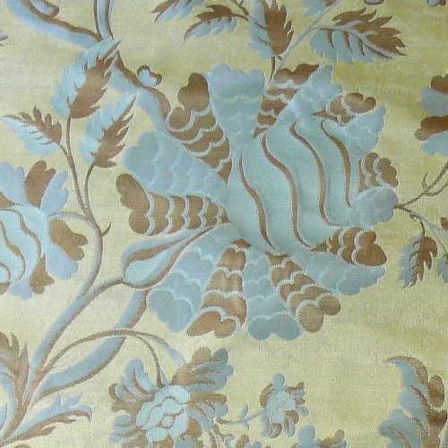 P1120086C By Yd 100%silk Lampas Mythical Huge Tree Of Life Julep Blue Yellow Brown MSRP USD 300+/YD