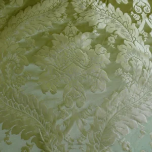 P1120430 100% Silk Damask Classic Renaissance Lotus Kiwi Green By Yard