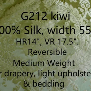 P1120430tag 100% Silk Damask Classic Renaissance Lotus Kiwi Green By Yard