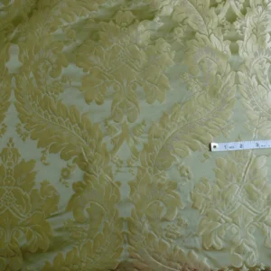 P1120432 100% Silk Damask Classic Renaissance Lotus Kiwi Green By Yard
