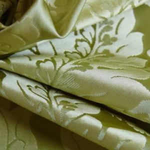 P1120436 100% Silk Damask Classic Renaissance Lotus Kiwi Green By Yard