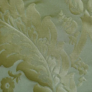 P1120437 100% Silk Damask Classic Renaissance Lotus Kiwi Green By Yard