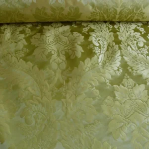 P1120442 100% Silk Damask Classic Renaissance Lotus Kiwi Green By Yard