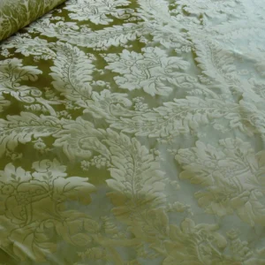P1120443 100% Silk Damask Classic Renaissance Lotus Kiwi Green By Yard