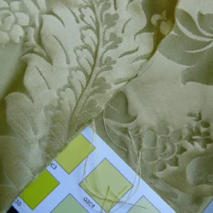 P1120447 100% Silk Damask Classic Renaissance Lotus Kiwi Green By Yard