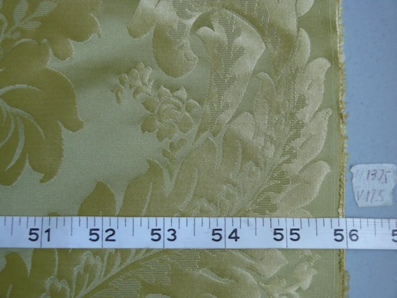 P1120448 100% Silk Damask Classic Renaissance Lotus Kiwi Green By Yard