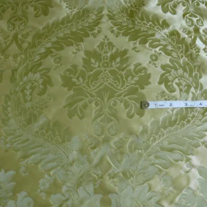 P1120449 100% Silk Damask Classic Renaissance Lotus Kiwi Green By Yard
