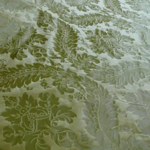 P1120451 100% Silk Damask Classic Renaissance Lotus Kiwi Green By Yard