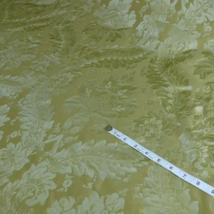 P1120452 100% Silk Damask Classic Renaissance Lotus Kiwi Green By Yard