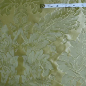 P1120453 100% Silk Damask Classic Renaissance Lotus Kiwi Green By Yard