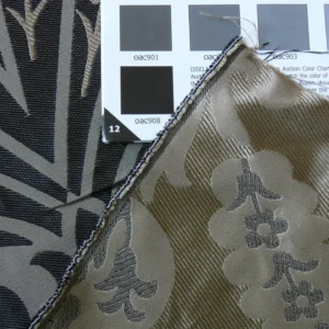 P1120896 100%silk Lampas Tulip Fan Damask 536 "smoke" Black Charcoal Silver Gold Bty MSRP USD296/y!