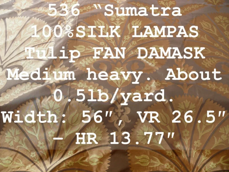 P1120914tag 100% Silk Lampas Tulip Faf Damask 536 "sumatra" Brown Charcoal Silver Gold Bty MSRP USD296/y!
