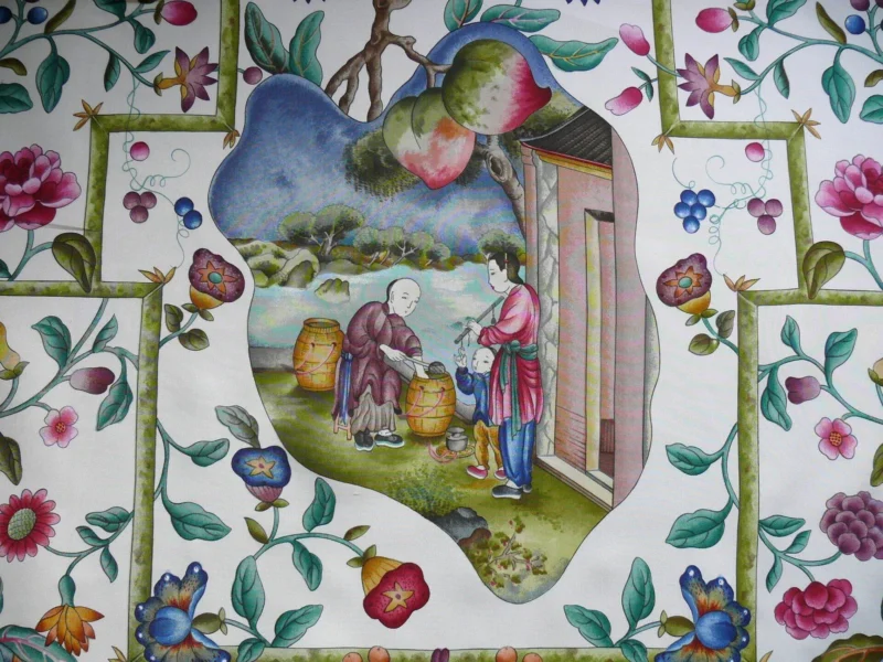 P1160894 Clarence House Coromandel Chinoiserie Hand Print Multi On Cream 1vr