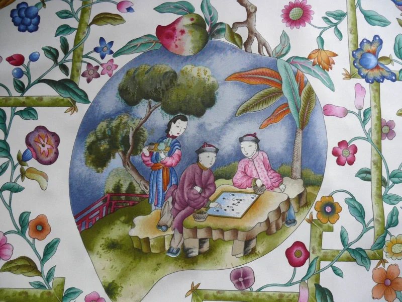 P1160895 Clarence House Coromandel Chinoiserie Hand Print Multi On Cream 1vr