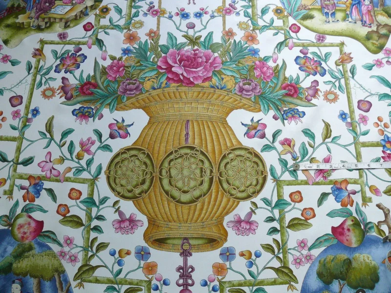 P1160901 Clarence House Coromandel Chinoiserie Hand Print Multi On Cream 1vr