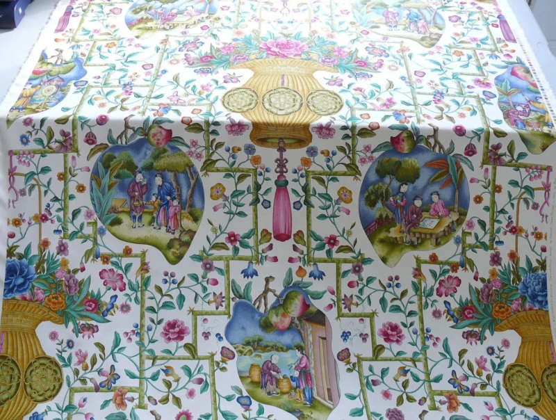 P1160915 Clarence House Coromandel Chinoiserie Hand Print Multi On Cream 1vr