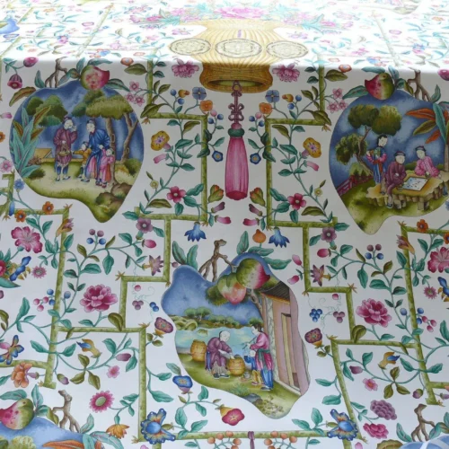 Clarence House Coromandel Chinoiserie Hand Print Multi On Cream 1vr