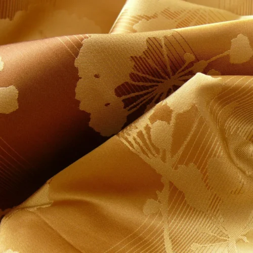 P1170678 Kravet Coutour Quiet Place Serenity Gold Amber 100% Silk Forest Yarrow Autumn Foliage Art Nouveau MSRP 276/Y By Yard
