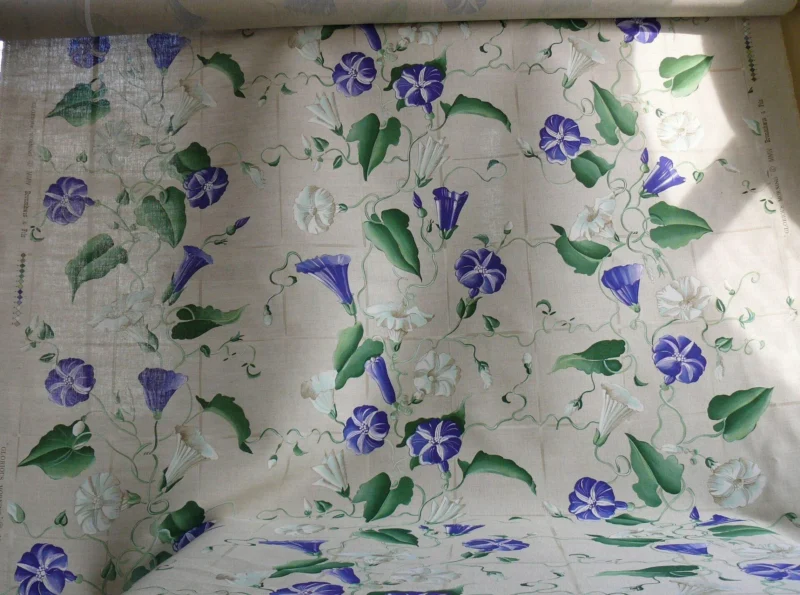 P1200134 Brunschwig & Fils Glorious Morning Linen Print Darker Natural 4.5yds Morning Glory Trellis (copy)