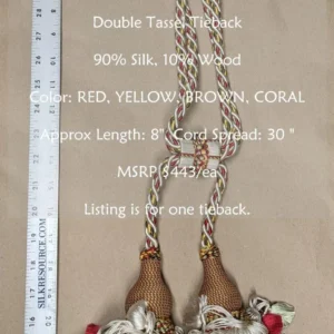 PXL_20221221_224532836edit Scalamandre Lyon 100% Silk Tieback Red Yellow Brown Coral