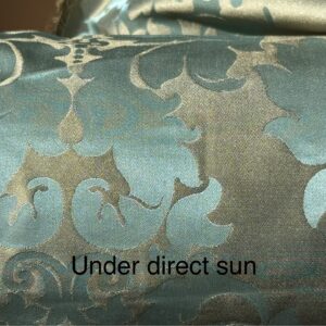 100% Silk Damask Aqua Blue Celadon & Taupe Renaissance Dye Stained